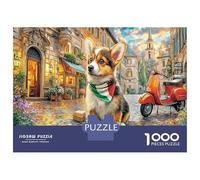 Corgi en Town Street Puzzle 1000 Piezas, Moderno DIY, Entretenimiento Creativo para Adultos Y Niños A Partir De 12 Años Mascota Urbana Rompecabezas En Familia-Pieza De Arte, Anti-estrés 70x50cm