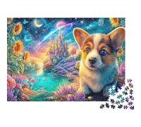 Corgi en un Paisaje de Cuento de Hadas Estrellado Puzzle De 1000 Piezas Perro Lindo Perfecto Regalo De Cumpleaños para Niños Y Adultos 38x26cm/1000pcs