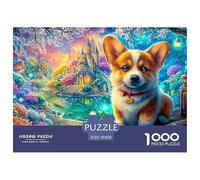 Corgi en un Paisaje mágico de Cuento de Hadas Puzzle De 1000 Piezas Lindo Perro Mascota Perfecto Regalo para Niños, Niñas, Hombres Y Mujeres 70x50cm/1000pcs
