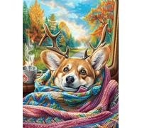 Corgi enveloppé Dans UNE couverture Puzzle 300 Piezas Papel Adolescentes Mitos Cuento de Hadas Actividad Familiar Educativa Mejora Coordinación Ojo-Mano Fiestas Navideñas 300 PCS