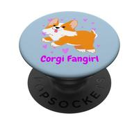 Corgi Fangirl w Cute Cartoon-Style Corgi Illustration | Pink PopSockets PopGrip Adhesivo