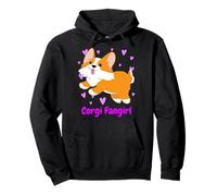 Corgi Fangirl w Cute Cartoon-Style Corgi Illustration | Pink Sudadera con Capucha