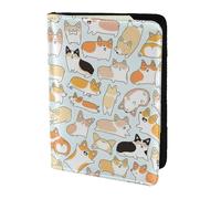 Corgi - Funda para pasaporte de piel vacuna con estampado de perro, funda para pasaporte, funda para tarjetas de viaje para hombres y mujeres, protector de documentos, Negro -, Talla única
