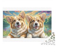 Corgi galés, cartón 100% Reciclado, Corgi en un Valle panorámico, Rompecabezas de 1000 Piezas para Adultos y niños, Regalo Divertido, 52 x 38 cm / 1000 Piezas