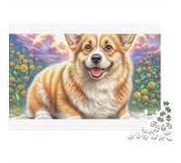 Corgi galés Colorido en un Lugar Soleado. Rompecabezas de 1000 Piezas para Adultos. Bellamente ilustrado. Desafiante. 38 x 26 cm/1000 Piezas.