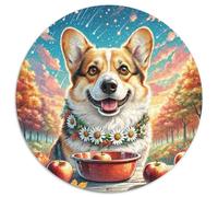 Corgi galés Pembroke Rompecabezas De Redondo 1000 Piezas Adultos para Niños Buen Amigo Socio Mascota Circular Puzzle Niños EduGatoivos Juegos Portátil Tapete Juguete EduGatoivo (67.5x67.5cm)