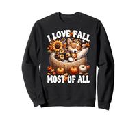 Corgi Graphic and Funny Fall Saying I Love Fall Most of All Sudadera