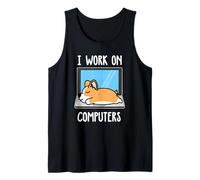 Corgi I Work On Computer Dog Sleep Puppy Lovers Camiseta sin Mangas