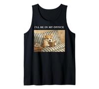 Corgi I'Ll Be In My Office Bookworm Nerd Reader Leer Vintage Camiseta sin Mangas