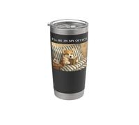Corgi I'll Be In My Office Bookworm Nerd Reader Leer Vintage Vaso térmico de acero inoxidable de doble pared