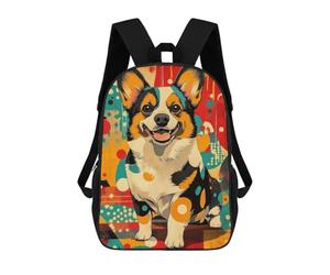 Corgi in Retro Style Welsh Corgi Art Print - Vibrant And Abstract Dog Decor Mochila Escolar, Mochila De Viaje, Mochila Universitaria Para Niños/niñas/adolescentes 17inch