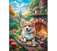 Corgi junto a la chimenea Puzzle 500 Piezas Cartón Grueso Para Principiantes Animales fantásticos de animales salvajes Agilidad Mental Vacaciones Verano Garantía Reposición Piezas Regalo Ideal 500 PCS