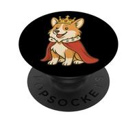 Corgi King Crown Cape Royalty Cute, Divertida para Perros, mamá y papá PopSockets PopGrip Adhesivo