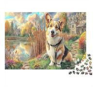 Corgi Landscape Sustainable Jigsaw Puzzle 1000 Piece Corgi Tall Grass Backdrop for Adults Educational Decompression Game 52x38cm/1000pcs