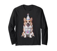 Corgi Let's Pawty - Fiesta de cumpleaños para Amantes de los Perros Manga Larga