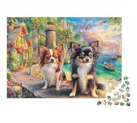 Corgi Luz de Luna Extra Thick Cardboard Puzzle del Perro del Puerto Jigsaw Puzzle Bundle Concentration Training Travel Activity Gift for Family Puzzle Senior Enthusiasts 52x38cm/1000pcs