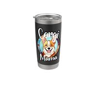 Corgi Mamá Vitral Perro Mamá Ilustración Vaso térmico de acero inoxidable de doble pared