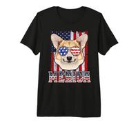 Corgi Merica 4th of July Dog Funny Patriotic American Flag Camiseta Premium