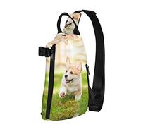 Corgi - Mochila cruzada con estampado de cachorro para hombres y mujeres, para caminar al aire libre, viajes, Negro -, Talla única