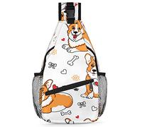 Corgi - Mochila cruzada para perros para hombres y mujeres, bonita bolsa de hombro para viajes, senderismo, mochila casual, multicolor, 14 in, Mochila Sling