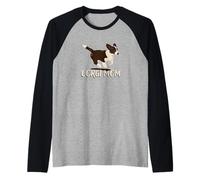 Corgi Mom Cute Welsh Cárdigan Puppy Running Camiseta Manga Raglan