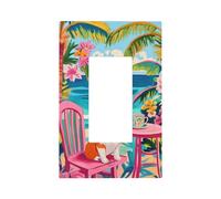 Corgi On Pink Ocean Chair Coffee Light Switch Wall Plate Faceplate Cover Single Rocker 1 Gang Decorator Outlet Receptacle Covers for Home Kitchen Room Bathroom Decor