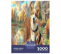 Corgi Paisaje Puzzles Intelectual Desafío 1000 Piezas Perro de Mascota Lindo Juego De Rompecabezas Decoración del Hogar para Adultos 52x38cm/1000pcs