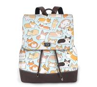 Corgi Pattern - Mochila de cuero para mujer, bolsa para libros de escuela secundaria y universidad, mochila ligera e informal para cada temporada