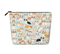 Corgi Pattern - Neceser de viaje versátil - Bolsa de maquillaje de cáñamo falso para múltiples usos - Organizador de accesorios cosméticos, Black, Talla única