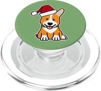 Corgi Perro Cachorro Pembroke Welsh Navidad Papá Noel Sombrero PopSockets PopGrip para MagSafe