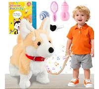 Corgi Perro Caminando, ladrando, Canto Musical, Danza, Control de Volumen, Cachorro interactivo, Paseo con correa, Cola que revuelve la cabeza, Robot electrónico de peluche, cachorro de peluche para