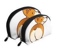 Corgi Perro Gracioso Trasero, Bolsa de Maquillaje de Concha, Monedero pequeño para Mujer, Bolsa de artículos de tocador, Bolsa de cosméticos, 2 Piezas