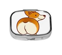 Corgi Perro Gracioso Trasero, Pastillero cuadrado para bolsillo o monedero, pequeño contenedor de pastillas, organizador de pastillas de viaje