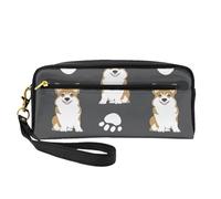 Corgi Perro Pata De Perro Lindo Carbón, Bolsa de Maquillaje Bolsa de cosméticos Bolsa de Aseo de Viaje portátil Estuche de Cuero para Mujeres y niñas