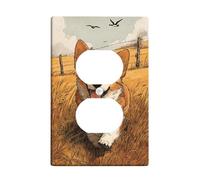 Corgi - Placa de cubierta para interruptor de luz, diseño de perro de granja marrón cálido para decoración del hogar, placas de pared termoplásticas, toma dúplex individual de tamaño estándar
