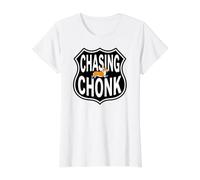 Corgi Runner Funny Chasing Chonk Camiseta gráfica económica, Mujer, Blanco, S