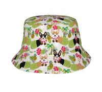 Corgi - Sombrero hawaiano tropical de verano con estampado de piña, para viajes, verano, para mujer, plegable, para playa, sol, pescador, sombrero de senderismo, Corgi Hawaiian Tropical Summer Piña