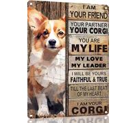 Corgi Soy Tu Amigo Letreros Metal Estaño Vintage Letrero Metálico Póster Letrero De Estaño para Hombre Cueva Jardín Tienda 20X30 Cm