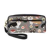 Corgi Sushi Corgis Perro, Bolsa de Maquillaje Bolsa de cosméticos Bolsa de Aseo de Viaje portátil Estuche de Cuero para Mujeres y niñas