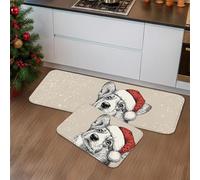 Corgi - Tapetes de cocina para piso, diseño navideño de perro lindo, tapetes suaves, acolchados, cómodos, lavables, antideslizantes, para fregaderos de cocina, lavadero, baño, 2 unidades