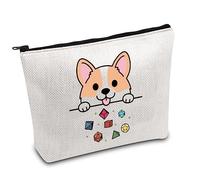 Corgi Throwing Dice Makeup Bag DND Dungeon Master Zipper Bag Gamer Dice Zipper Pouch DM Games Makeup Bag (Corgi D&D UK)
