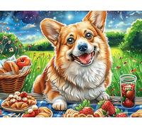 Corgi tierno mar de Flores Rompecabezas 500 Piezas Cartón Resistente para Mayores Fauna pintoresca soñadora Mejora Atención Entrenamiento Memoria Diversión Grupal Detalle De Regalo 500 PCS