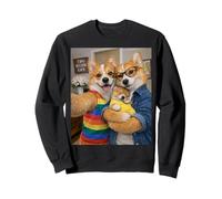 Corgi Two Moms Life Selfie Día de la Madre Recién Nacido Queer Mamá Sudadera