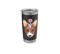 Corgi Uncle Sam 4 de julio USA Dog Puppy Vaso térmico de acero inoxidable de doble pared