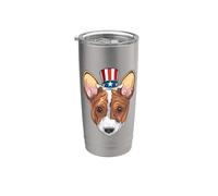 Corgi Uncle Sam 4 de julio USA Dog Puppy Vaso térmico de acero inoxidable de doble pared