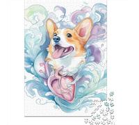 Corgi Watercolor Art Print Puzzles Imposible,desafío for Adults Entretenimiento Creativo 1000 Piezas Obra De Arte De Juego De para Adultos, Regalos A Partir De 14 Años 52x38cm/1000pcs