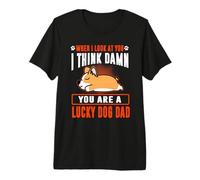 Corgi You Are A Lucky Dog Dad Funny Puppy Dogs Lovers Camiseta Premium