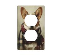 Corgie Wearing A Plaid Scarf Outlet Cover Light Switch Cover Decorative 1 Gang Wall Plate for Kitchen Room Bathroom Size 7x11.4cm
