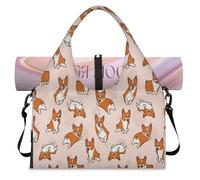 Corgis - Bolsa deportiva de lona con diseño de perro de dibujos animados para mujeres y hombres, bolsa de fin de semana con compartimento para zapatos, bolsa de equipaje para yoga, gimnasio, viajes,