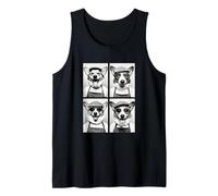 Corgis Divertidos con Gafas de Sol Amantes del café Barista Perros Camiseta sin Mangas
